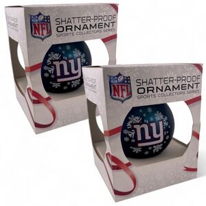 2-PACK New York Giants NFL Round Shatterproof Christmas Tree Boxed Ornament